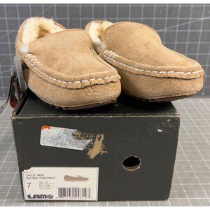LaMO Women’s Callie Moccasin Slippers Sz. 7 Chestnut EW1934 New Suede Leather
